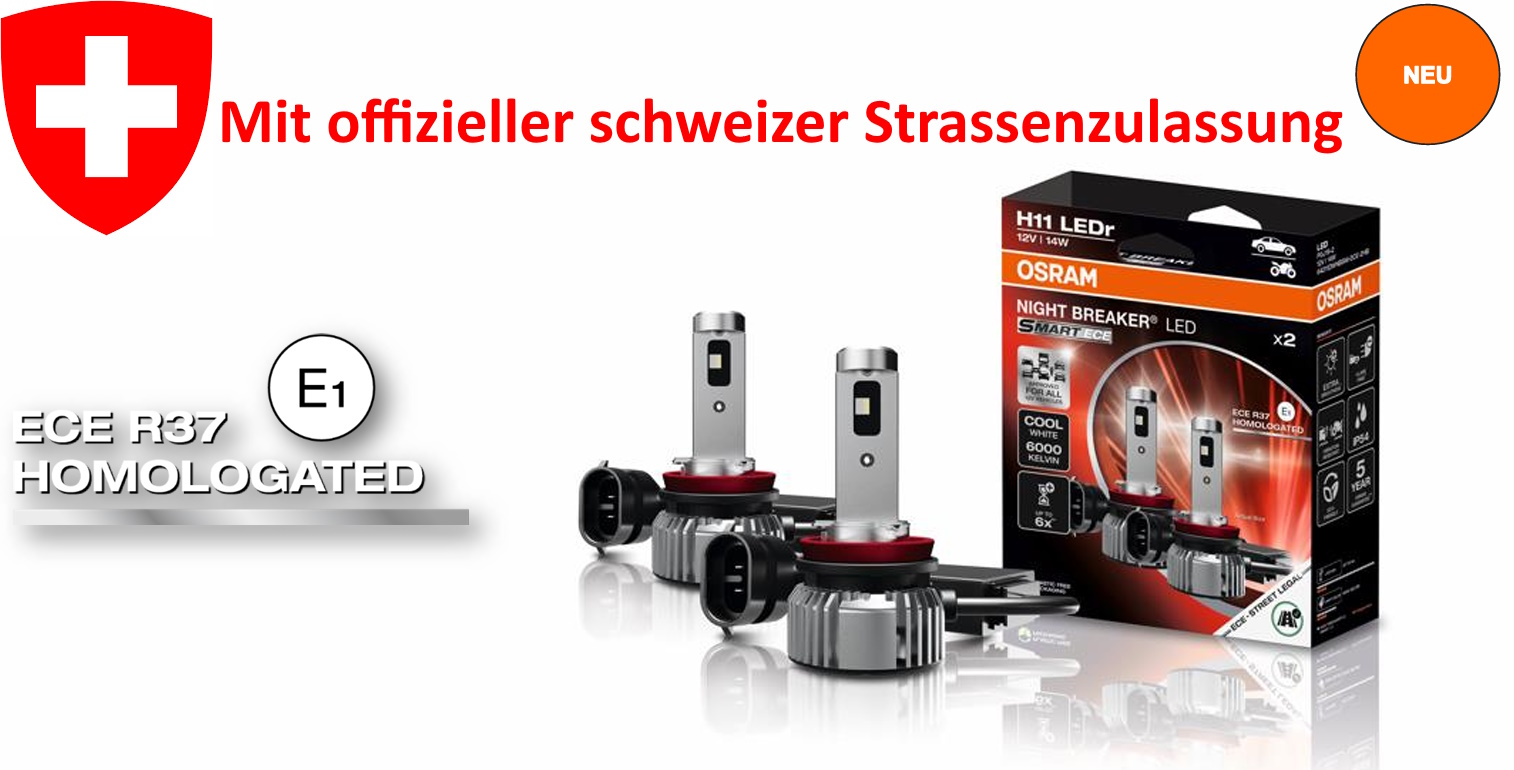 H8, H11 LED Leuchtmittel mit schweizer Strassenzulassung